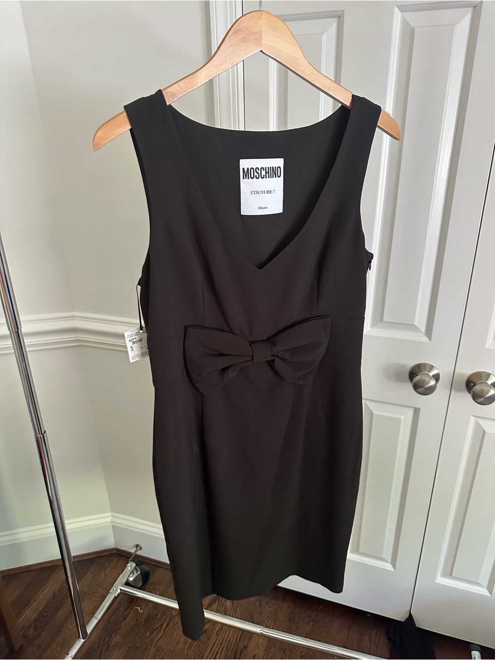 Moschino Couture Black Sleeveless Cocktail Party Dress with Bow Detail NWT